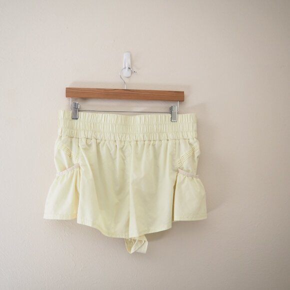 Free People Movement Light Yellow Get Your Flirt On Shorts sz L - Picture 7 of 8